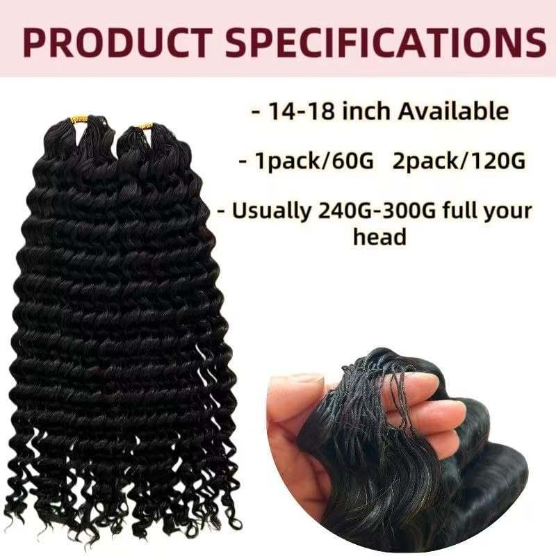 Amazon.com : Water Wave Crochet Human Hair Knotless Pre  display picture 2