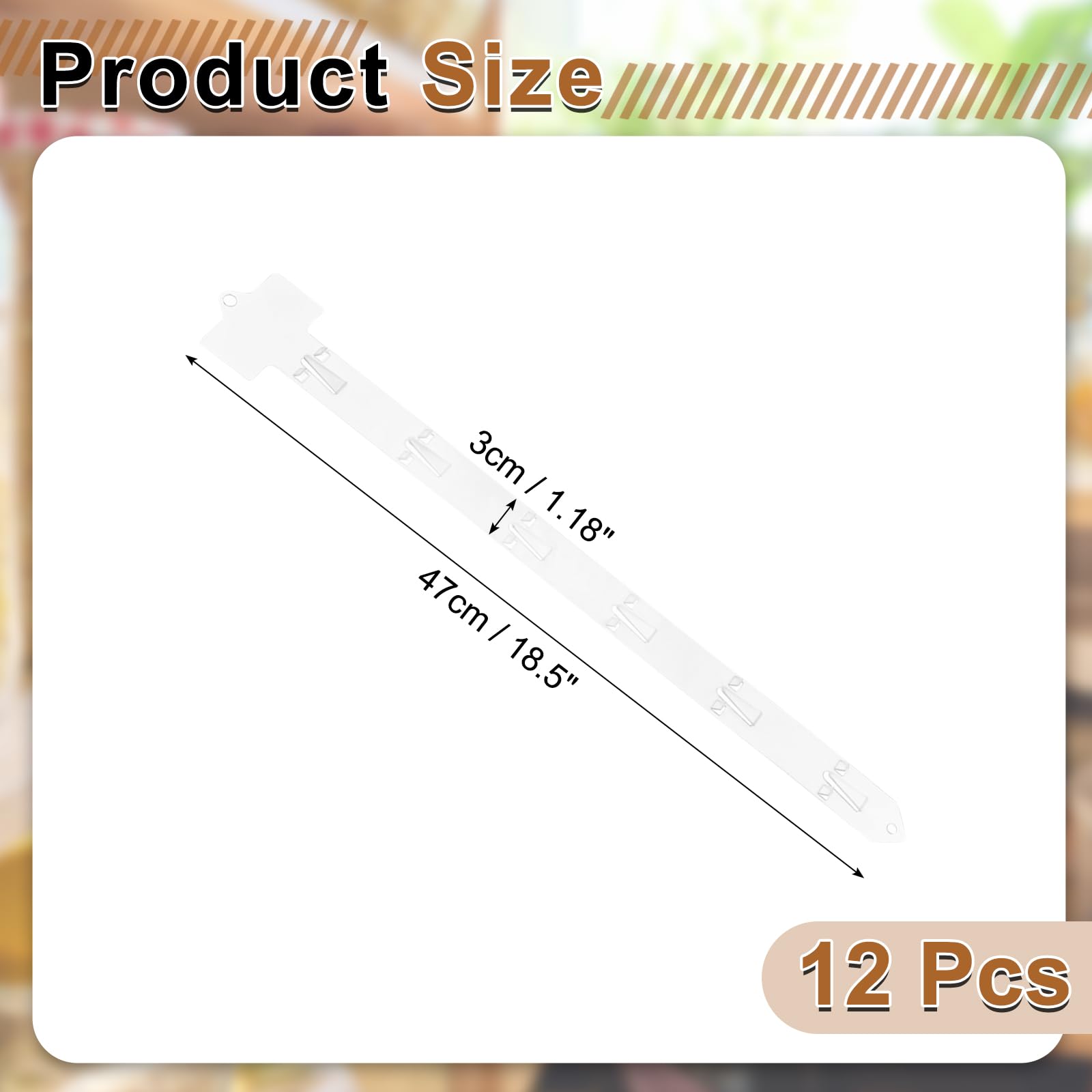 QUARKZMAN 12Pcs Strisce Appendibili Per Merce, 47cm Supporti In Plastica Per Display Con Etichetta Intestazione Per Negozio Casa Organizzatore Sacchetti Snack, Trasparente