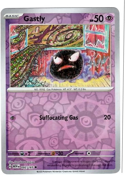 Pokemon - Gastly 092/165 - Pokemon 151 - Reverse Foil - Single Card