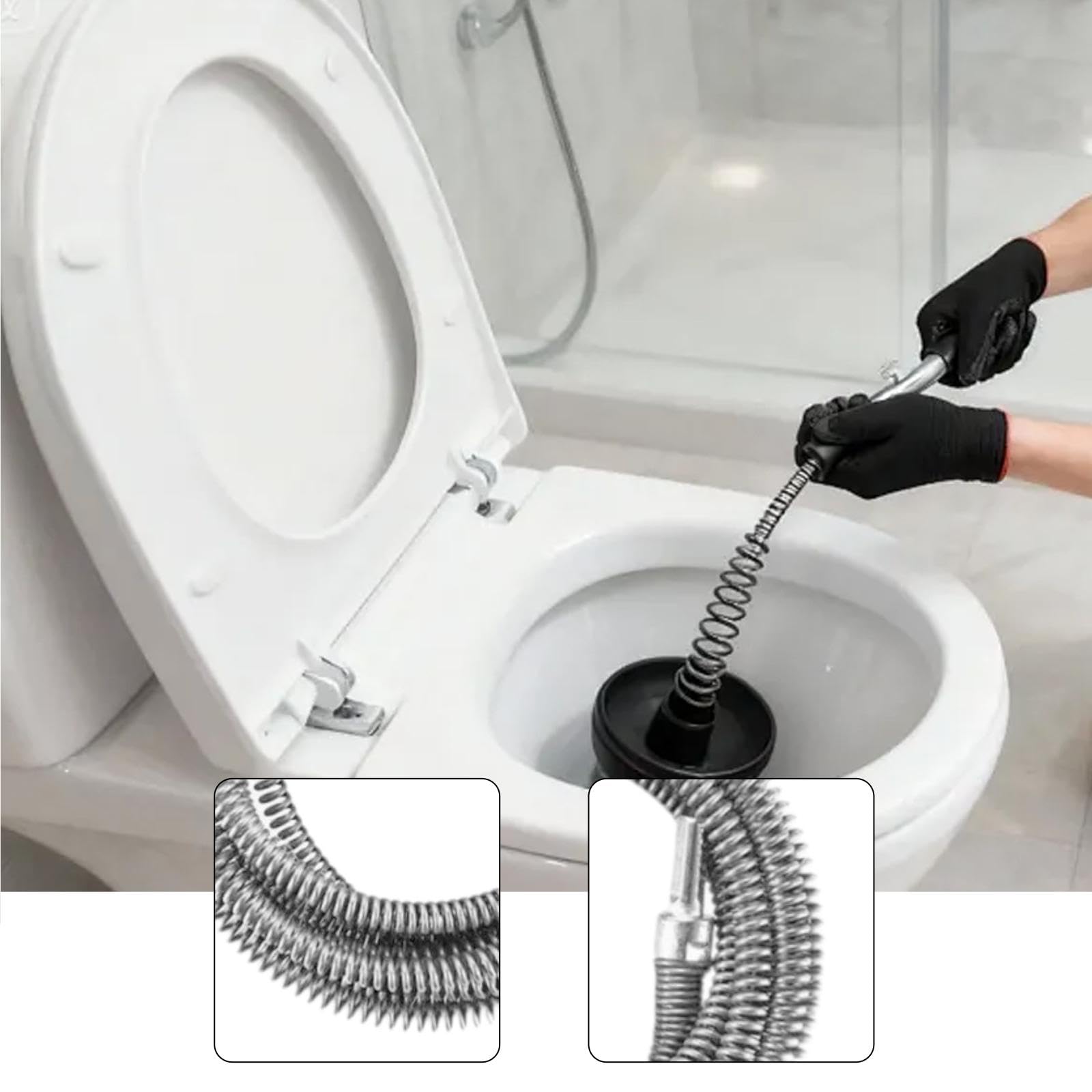 MERIGLARE Desatascador de Desagües con Resorte, Fácil de Instalar, 16 Mm, Flexible con Resorte, Herramienta de Desatasco para Obstrucciones de, 10m