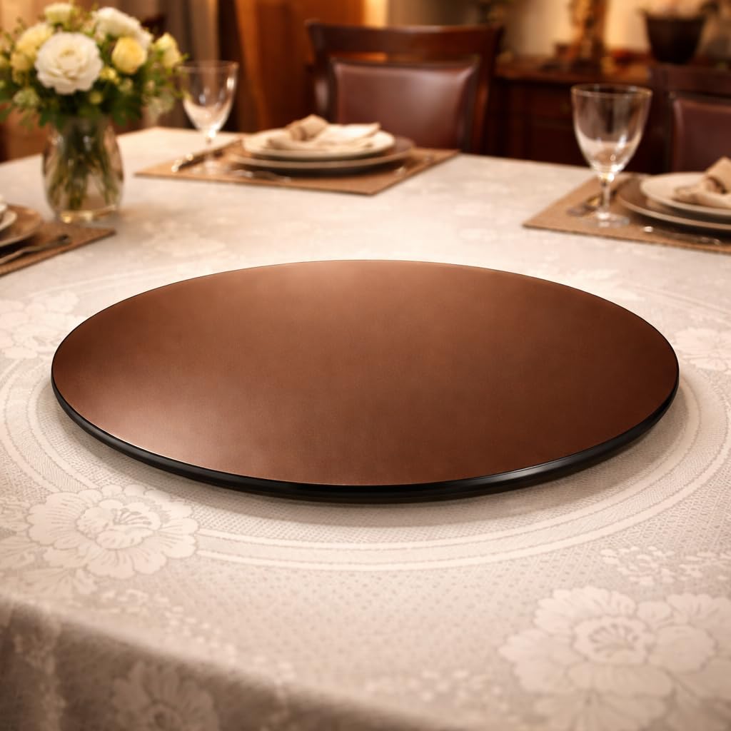 INDUSCAN SOURCING Revolving Glass Table Top in Sat Brown | Revolving Tray for Dining Table | Lazy Susan Revolving Toughened Glass Dining Table Centerpiece with Revolving disc Round. (24 Inches)-image-49
