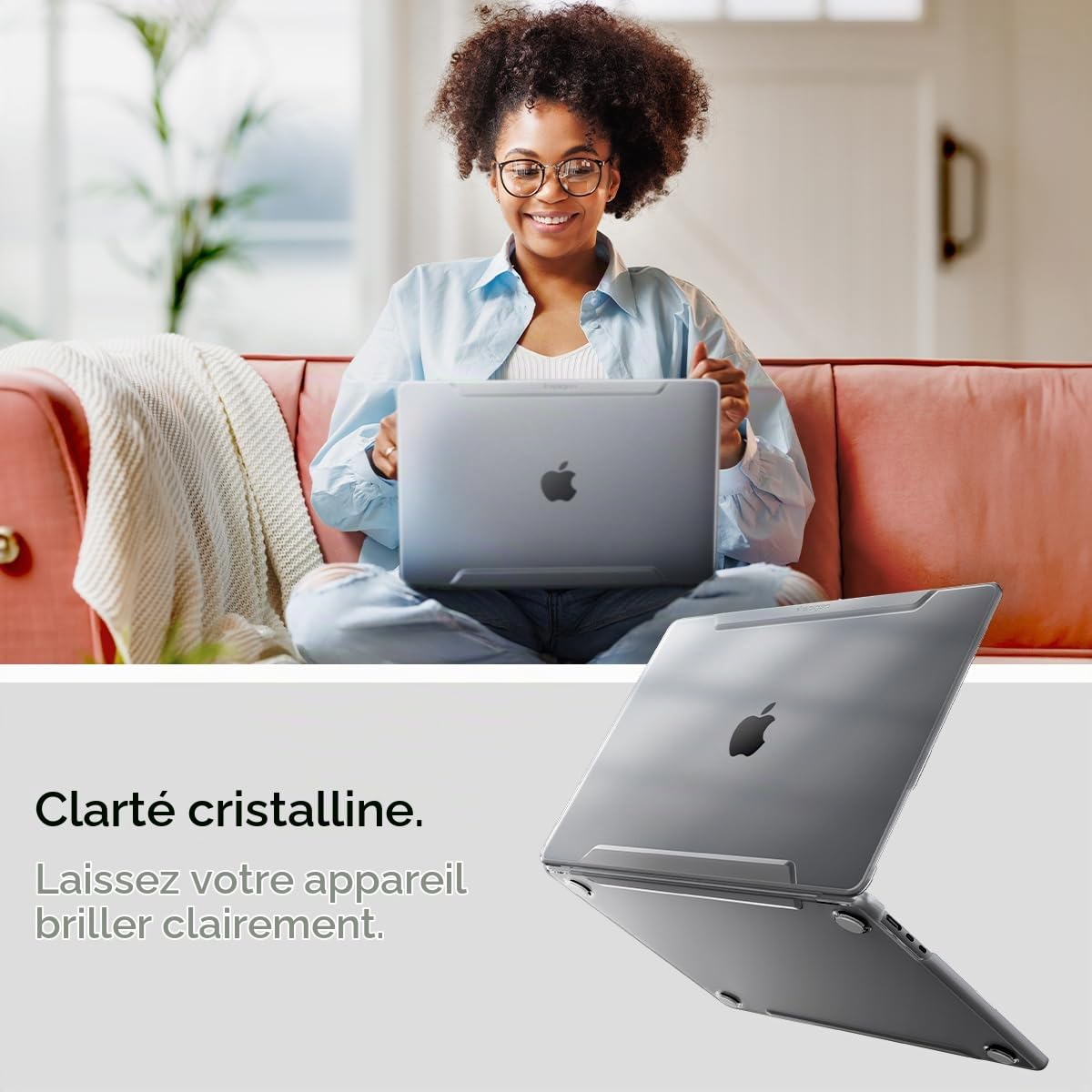 Spigen Thin Fit Coque Compatible avec MacBook Air 15 Pouces M5 (2026), M4/M3/M2 (2025-2022) Protection Rigide - Transparent