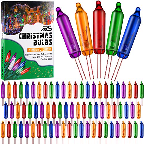 Ruisita 240 Pieces Multi Color Mini Christmas 2.5 Volt Replacement Light Bulbs for Christmas Trees Decorations