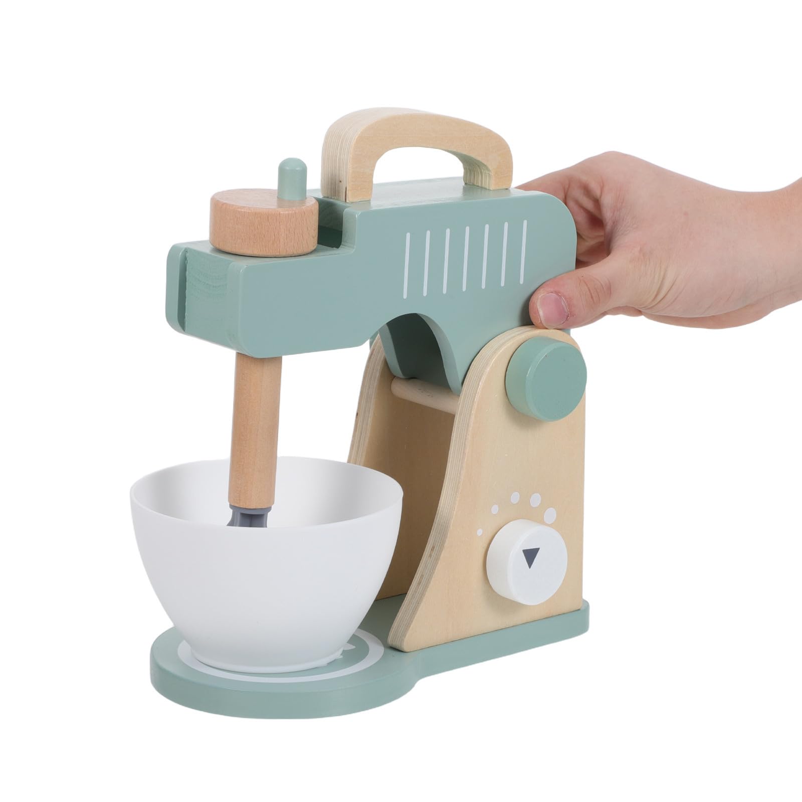 POPETPOP Set Giocattolo Cucina in Legno per Frullatore Manuale a Manovella, Uova Finte e Ciotola, Sicuro e Creativo per Gioco di Ruolo a Casa in Gruppo