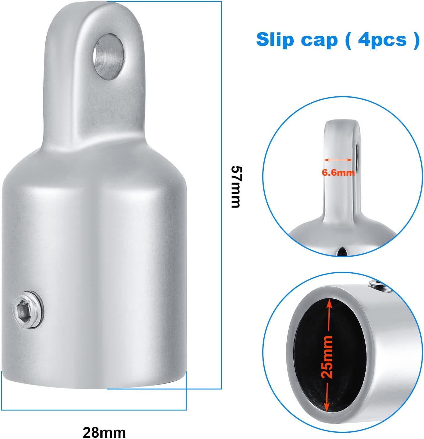 HSEAMALL Eye End Cap Bimini Top Fitting, Stainless Steel Heavy Duty