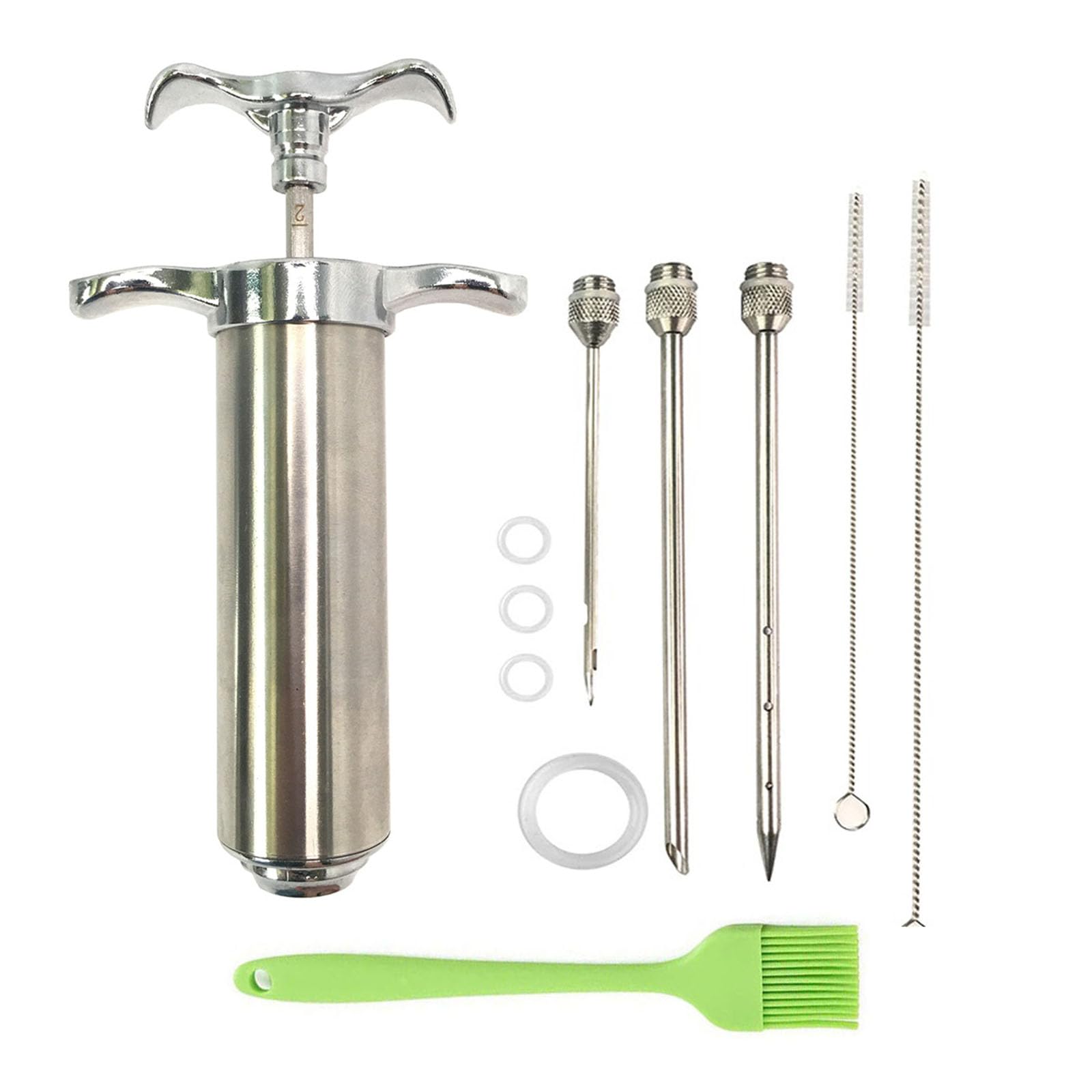 Paporich Meat Injector Syringe Kit, Flavor Injector with 3 Marinade Needles, Marinade Injector, Stainless Steel Kitchen Food Injection Syringe for Turkey Cooking, Meat Syringe for Beef Steak BBQ