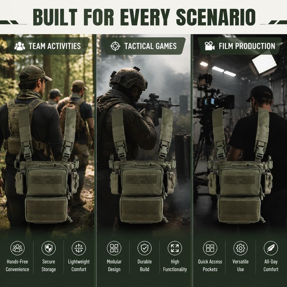 Conjunto De Plataforma Pecho Con Arnés Táctico D3CRM, Sistema Bolsa Modular Gran Capacidad For Actividades Equipo, Airsoft