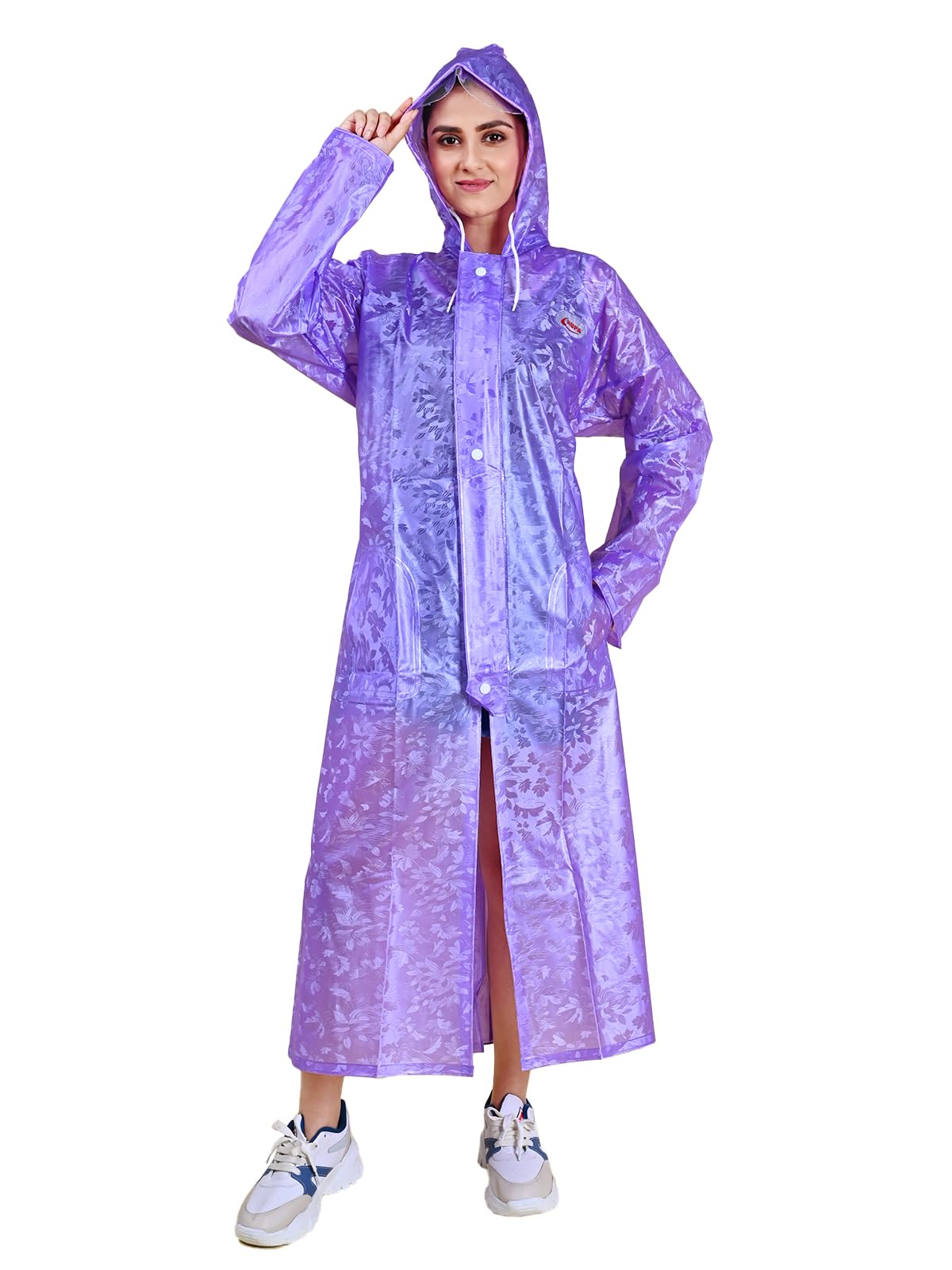 Pvc Women Rainwear For Women, Waterproof Pvc Rain Standard Length Jacket With Carry Bag, Petals Design, Pack Of 1