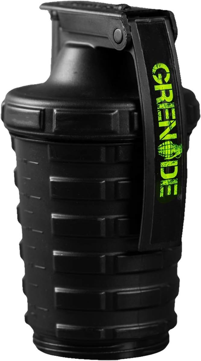 Grenade Shaker Bottle Protein Cup with Storage Compartment Leak Proof Strainer