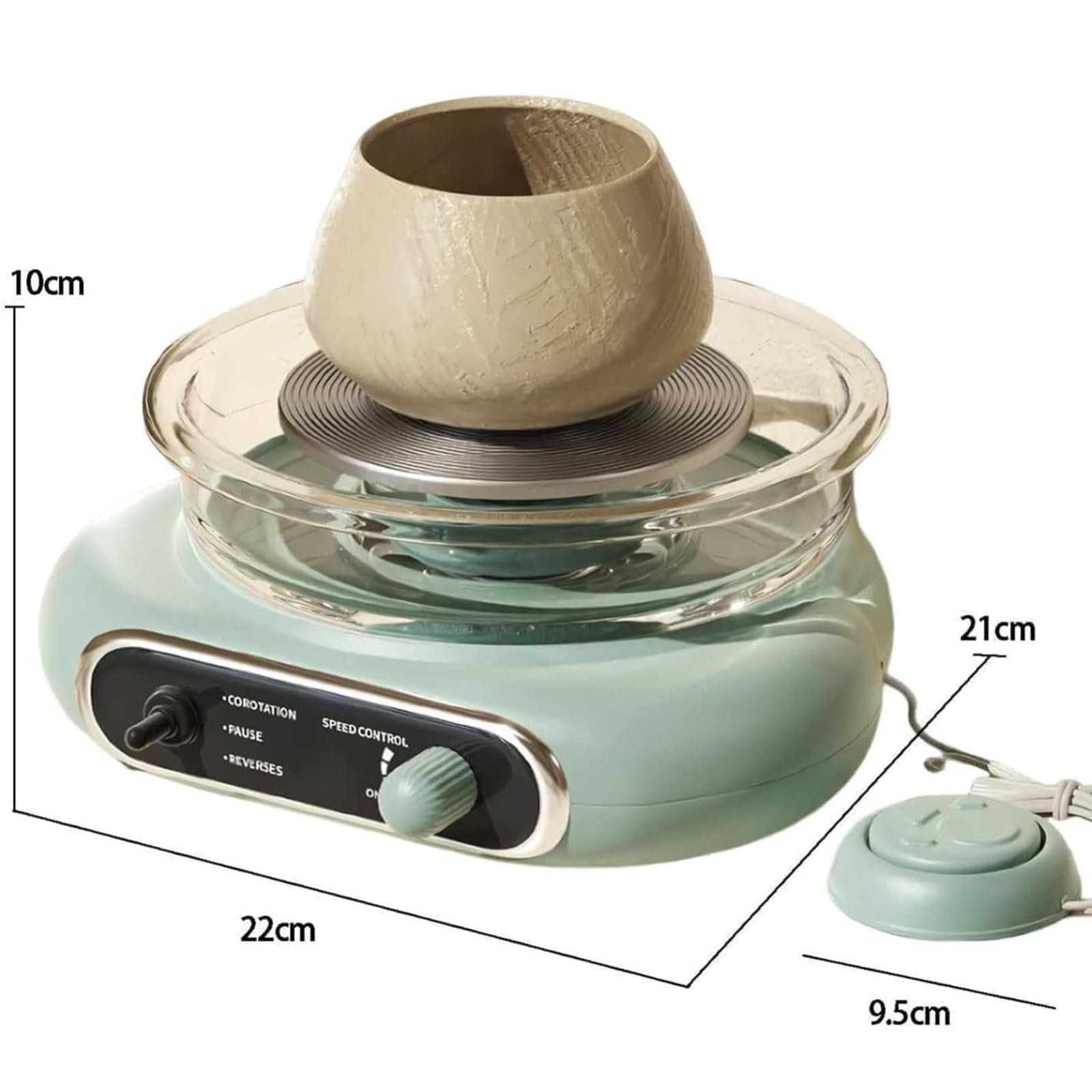 Rueda de Alfarero Eléctrica, Mini Torno de Alfarero con Set de Herramientas de Arcilla, Máquina de Modelado de Cerámica para Niños y Adultos, Kit de Cerámica DIY para Principiantes (Verde)