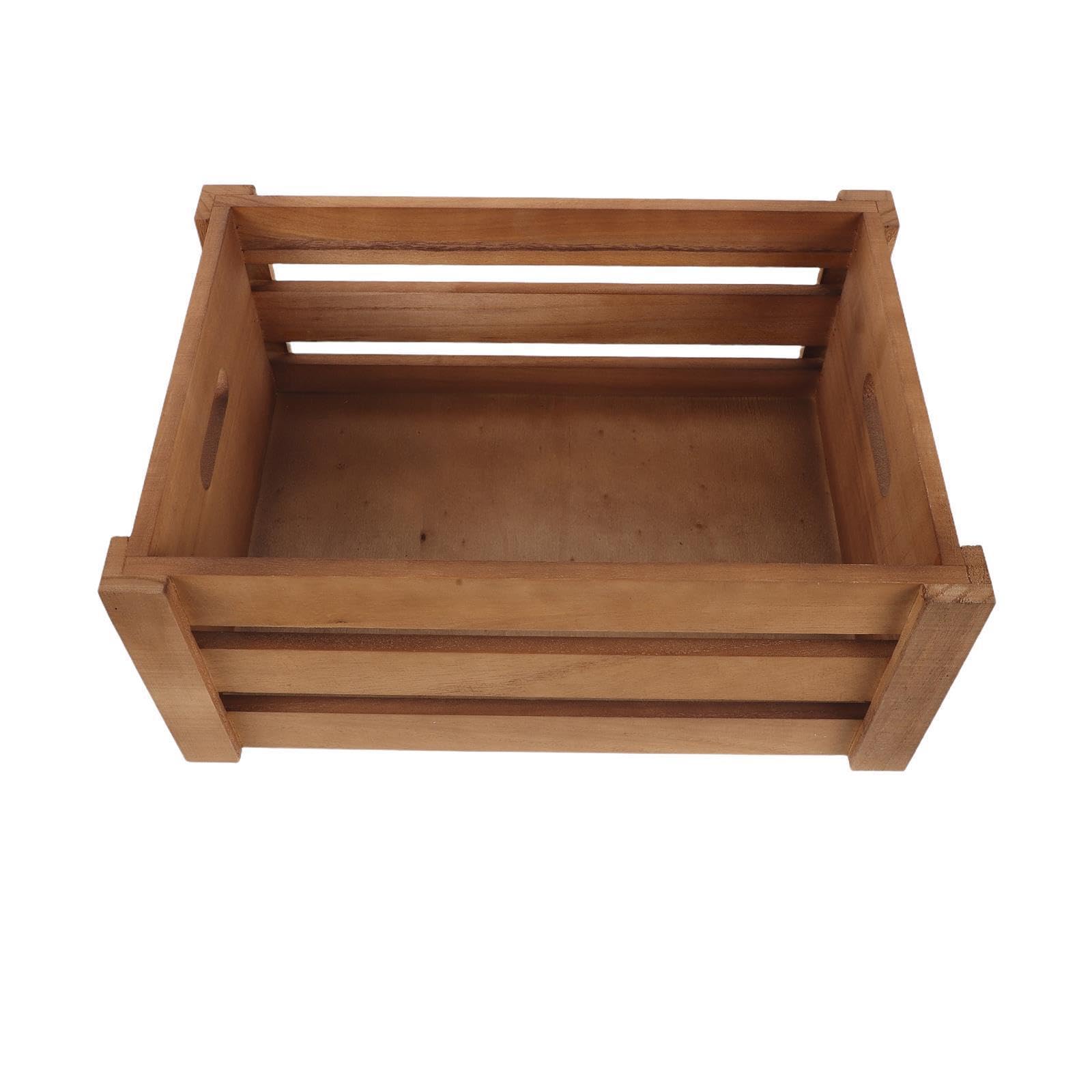 Almacenamiento de discos de vinilo en caja organizadora de madera naranja rectangular retro