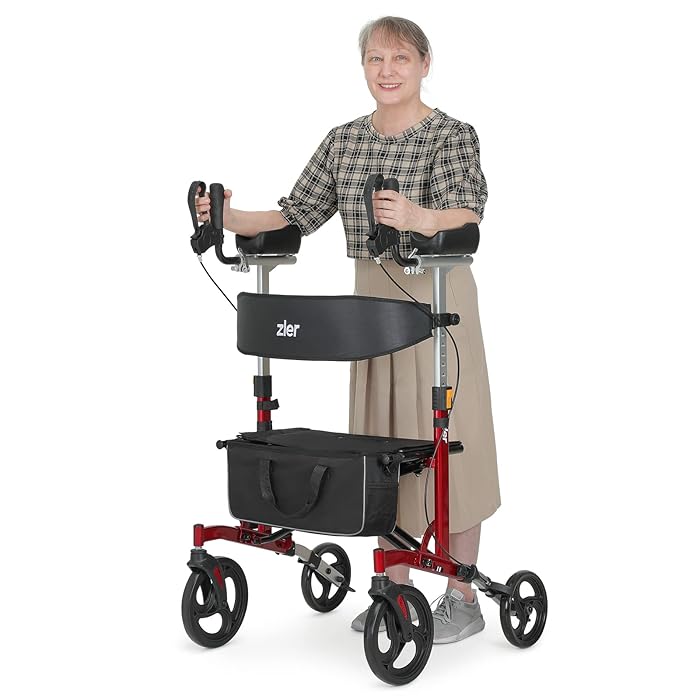 Buy Zler Extra Wide Upright Rollator Walker Heavy Duty Up Rollator Walker Supports Up to 500