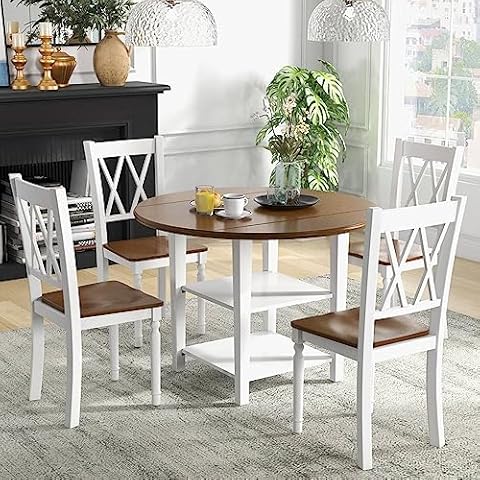 COSTWAY 5-Piece Drop Leaf Dining Set Cover