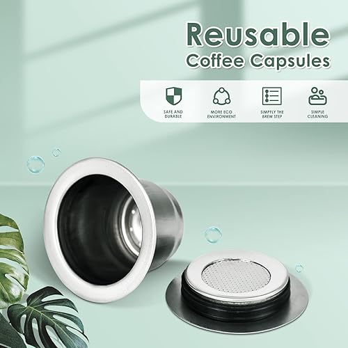 Miniatura 5 de LIHONG Cápsulas de café reutilizables, cápsulas de café reutilizables de acero inoxidable, cápsulas de espresso reutilizables compatibles con la