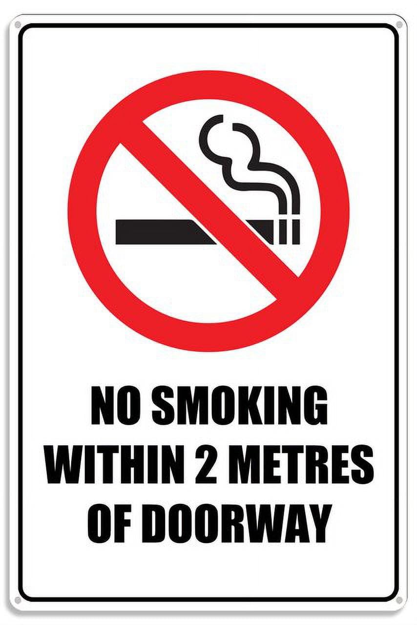 peiyeety No Smoking Within 2 Metres of Doorway Metal Sign with Symbol Aluminum Uv Printed 4 Pre-Drilled Holes 12x16 Inches