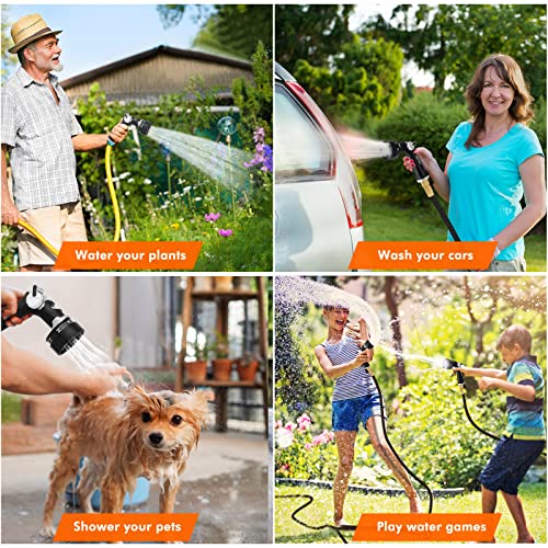 Restmo Metal Hose Nozzle, Heavy Duty Garden Hose Nozzle Sprayer, Thumb Flow Control | High Pressure | 7 Spray Patterns, Ideal To Water Plants & Lawns, Wash Cars & Pets #TOP6