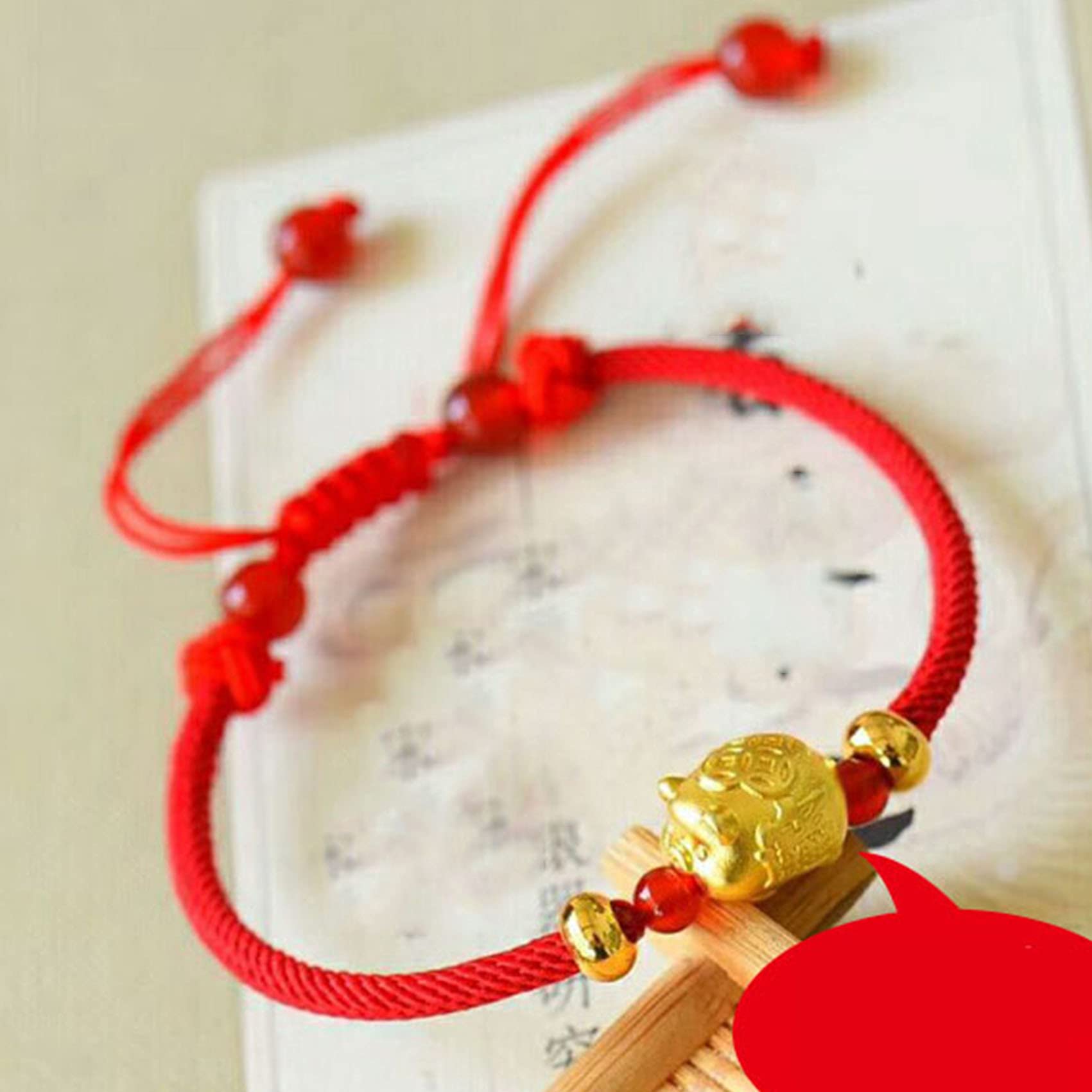 Pulsera de Riqueza Feng Shui Pulsera de Hilo Rojo Pulsera de Plata con Dije de Cerdo del zodíaco Pulsera Budista Hecha a Mano Amuleto Pulsera de la Suerte roja Ajustable Talismán para Dinero de