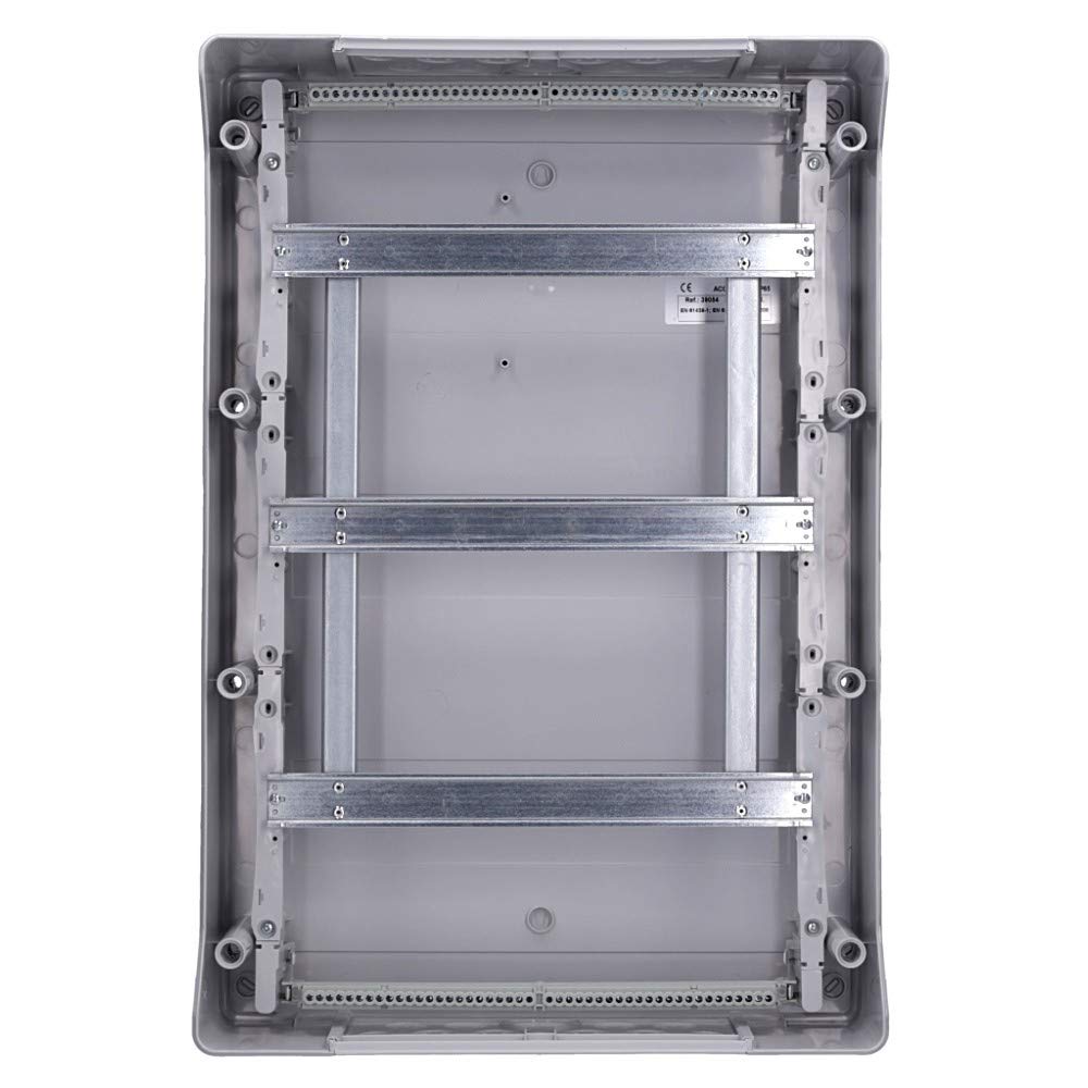 Aufputz Feuchtraum Verteiler Pro 3-reihig IP65 54 Module - Verteilerkasten Kleinverteiler Sicherungskasten, Tür transparent