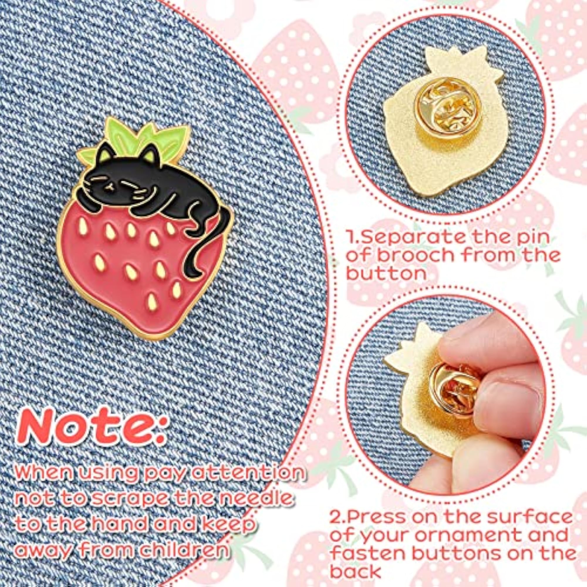 9 Piece Kawaii Cat Backpack Pins Set