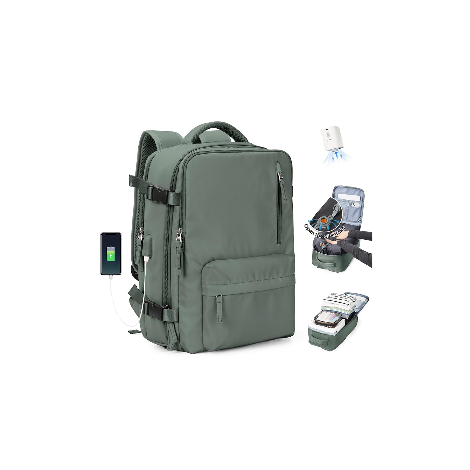 SZLX Zaino Ryanair 40x30x20 Sottovuoto Bagaglio a Mano 40x20x25 Donna Zaino da Viaggio 40x30x20 Wizzair Borse da Cabina per Easyjet 45x36x20 Uomo per Laptop 14 Pollici con Porta USB e Porta Scarpe