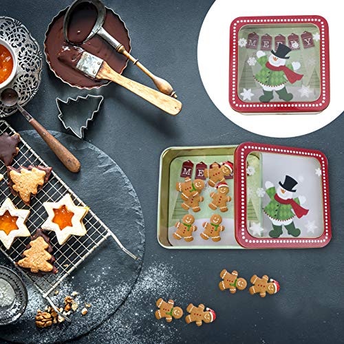 KESYOO 15X15cm Caixa de Folha de Flandres de Natal Com Janela Vazia Latas de Biscoitos Caixa de Pres