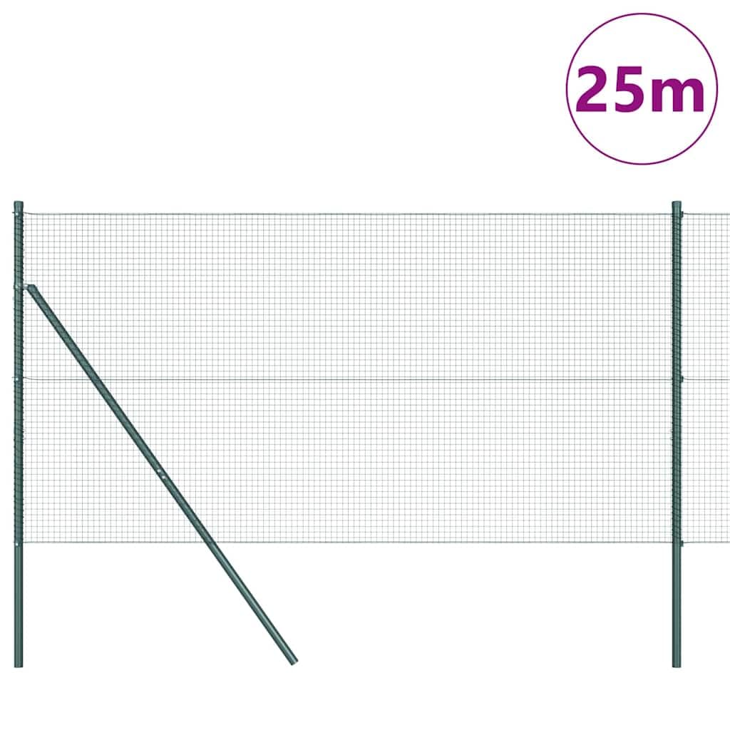 Wytrzymałe ogrodzenie ogrodowe, zielone, 1,2 x 25 m, stal, odporna na promieniowanie UV, warunki atmosferyczne, do ogrodu i na taras, ochrona przed korozją, łatwy montaż