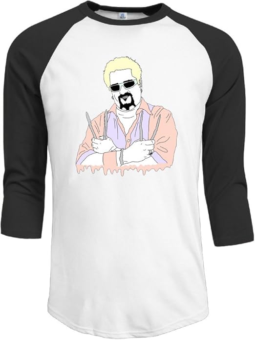 Cotton Men's Guy Fieri 3/4 Sleeve Raglan Tops Shirt