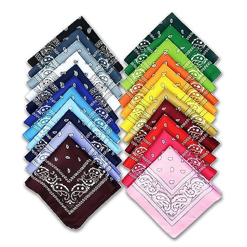 Eowppue 23-Pack Polyester Paisley Bandanas, Unisex Head Wraps, Multifunctional Cycling Headbands, Assorted Colours for Outdoor Sports, Hip-Hop Style - Head, Neck & Wrist Wear