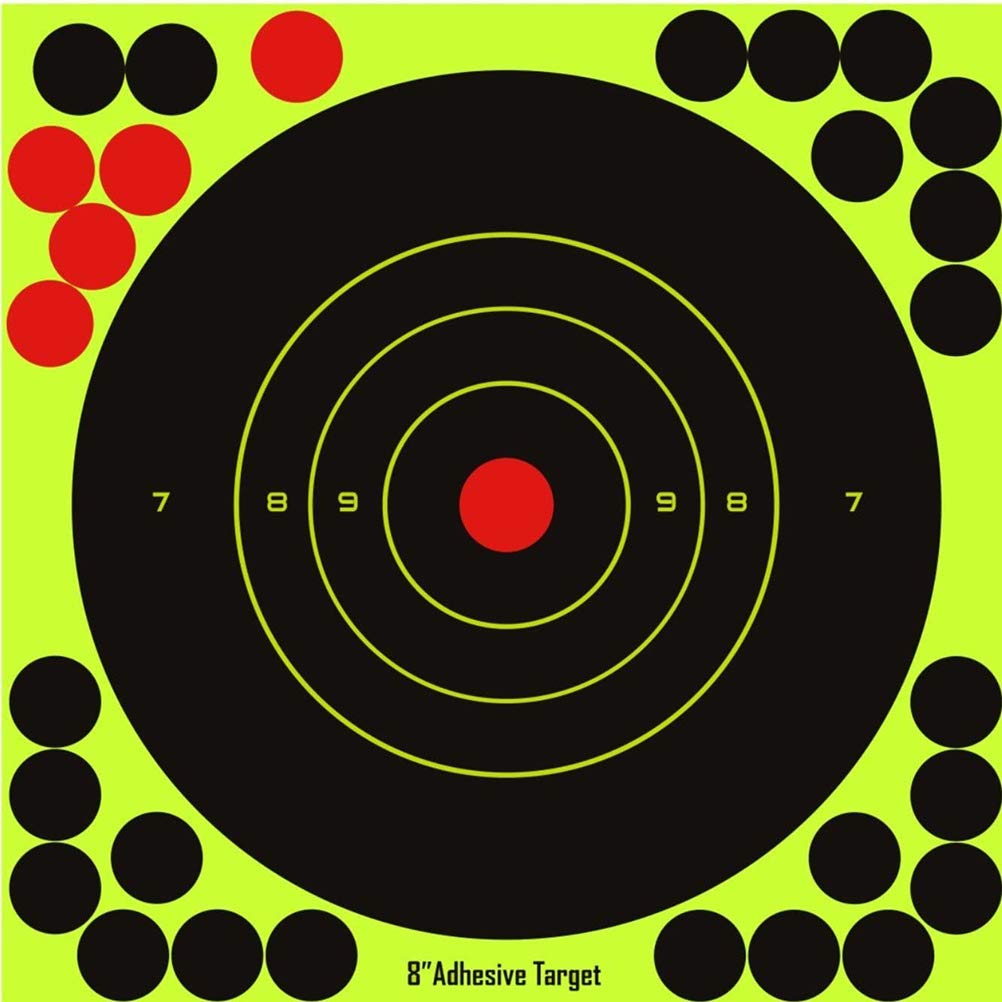 Bersagli Adesivi reattivi Tiro Bersaglio 50 Pezzi autoadesivi reattivi Bullseye Perfetti Tutti i Fucili, Pistole, Carabine ad Aria compressa, Softair, 8 Pollici