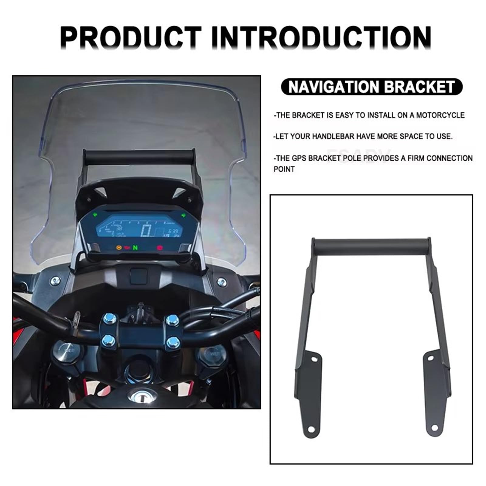 Soporte Placa Navegación GPS Soporte Aluminio Navegación GPS Motocicleta Soporte para Teléfono Barra Frontal para NC750X NC 750X NC750 2016-2020
