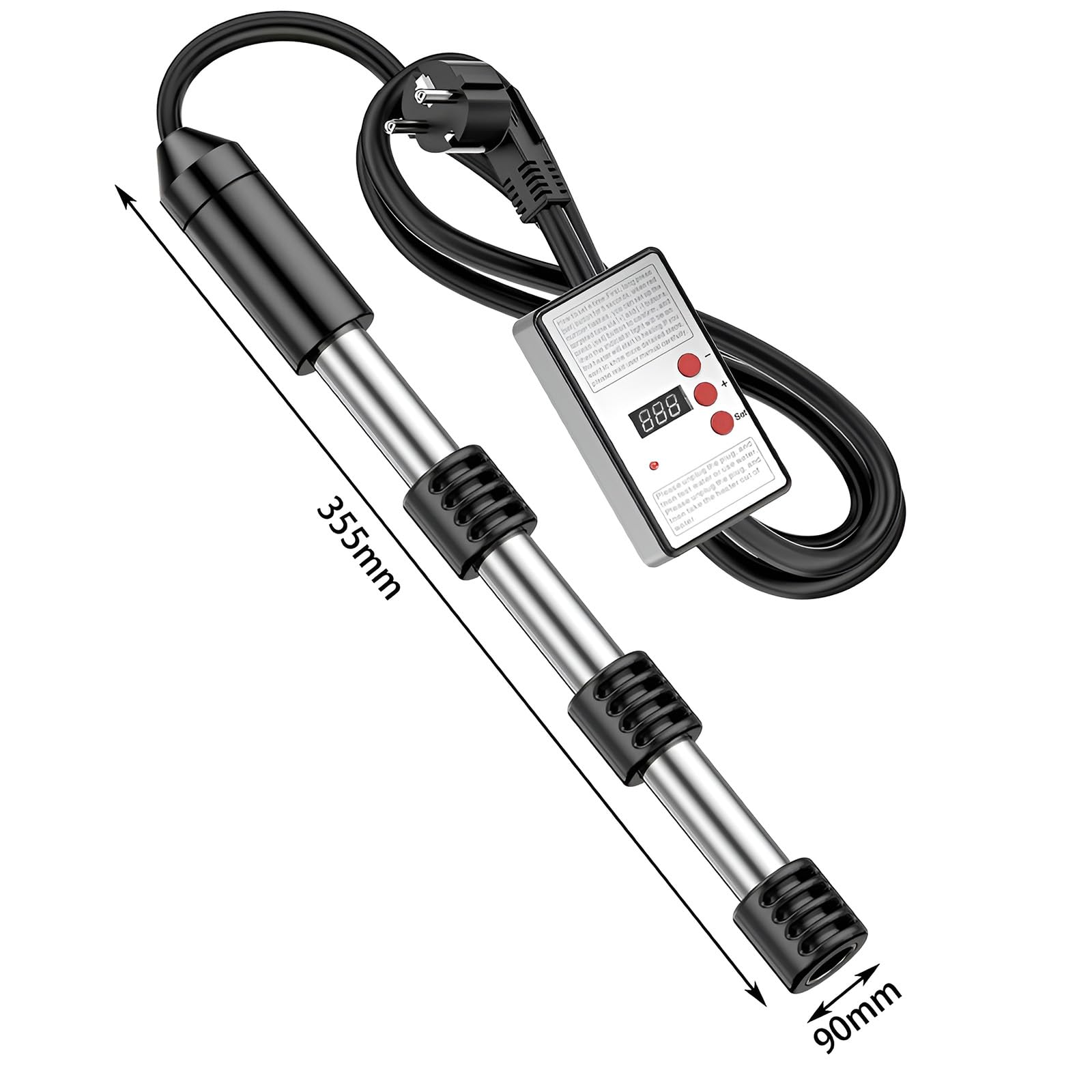 Chauffe-eau électrique Portable, Chauffe-eau Submersible Avec Affichage Numérique De La Température Et Arrêt Automatique, Protection De Sécurité En Acier Inoxydable.