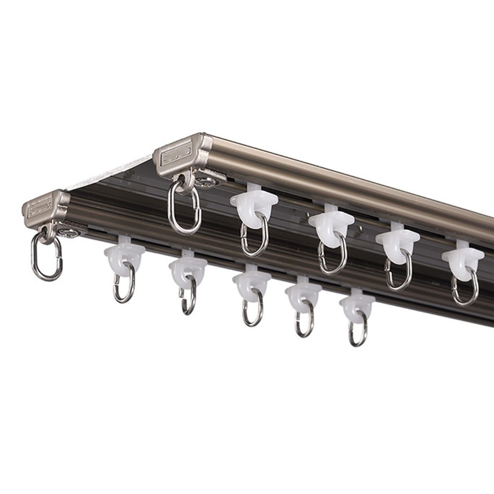Ceiling Curtain Track 1m-6m Curtain Poles Aluminum Double Curtain Track Ceiling Mounted Curtain Rail For Room Divider(Champagne,5.2m(4 * 1.30m))