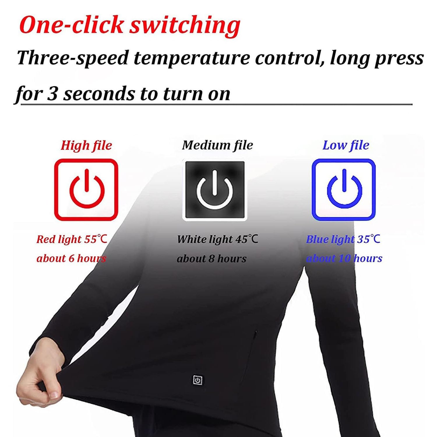 Ropa Interior térmica Ropa Interior con calefacción eléctrica USB: Ropa Interior Funcional para Hombre Conjunto 28 Zonas de calefacción 3 Control de Temperatura para Ropa Interior de esquí