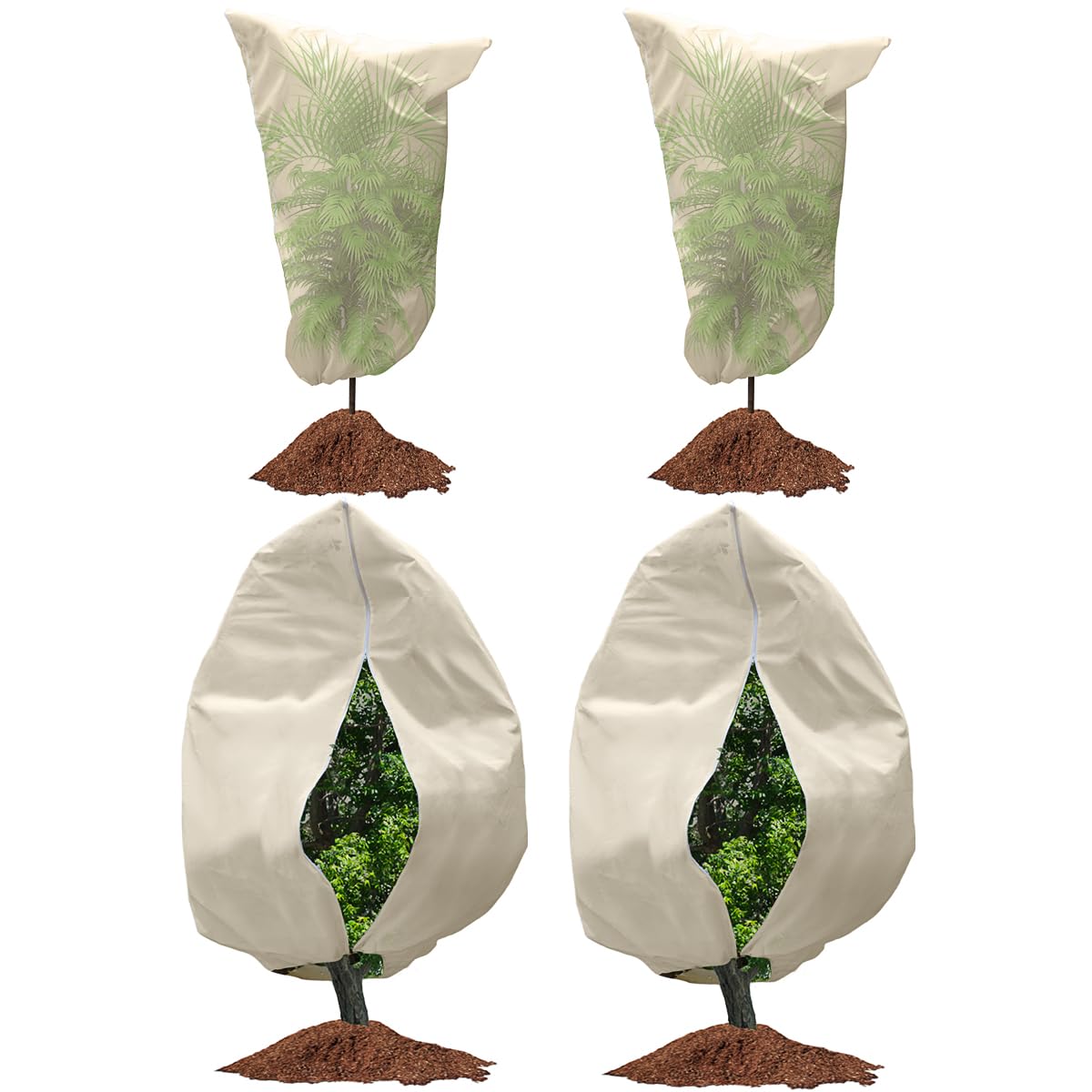 Plant Covers Winter Freeze Protection, 2 Pack 47" x 71" and 2 Pack 79