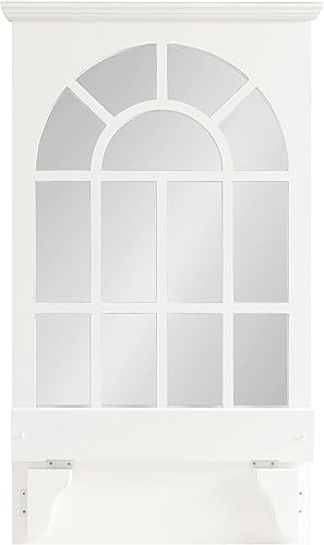 Miniatura 9 de Kate and Laurel Wallhaus - Espejo de arco de madera tradicional con estante de exhibición funcional, 21 x 36 pulgadas, color blanco