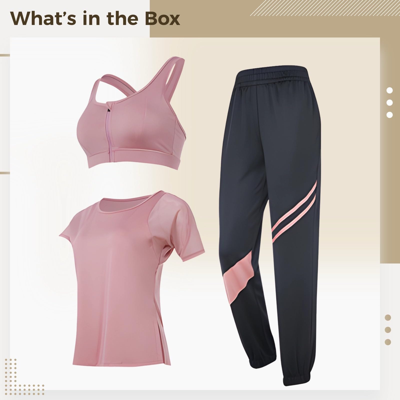 Conjunto de entrenamiento de tres piezas para mujer, incluye brasier deportivo, camiseta de manga corta, leggings, conjuntos de yoga de 3 piezas, elegante diseño morado y negro, tela transpirable de
