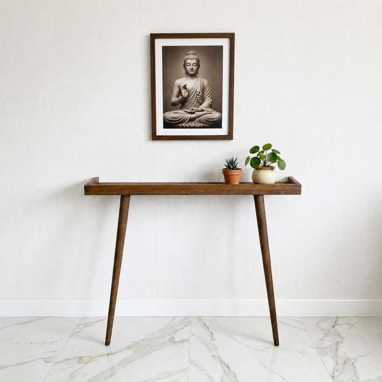 Craftsline 80cm Long Wooden Console Table for Living Room | Side Entrance Table for Home (80x20x80cm) 3