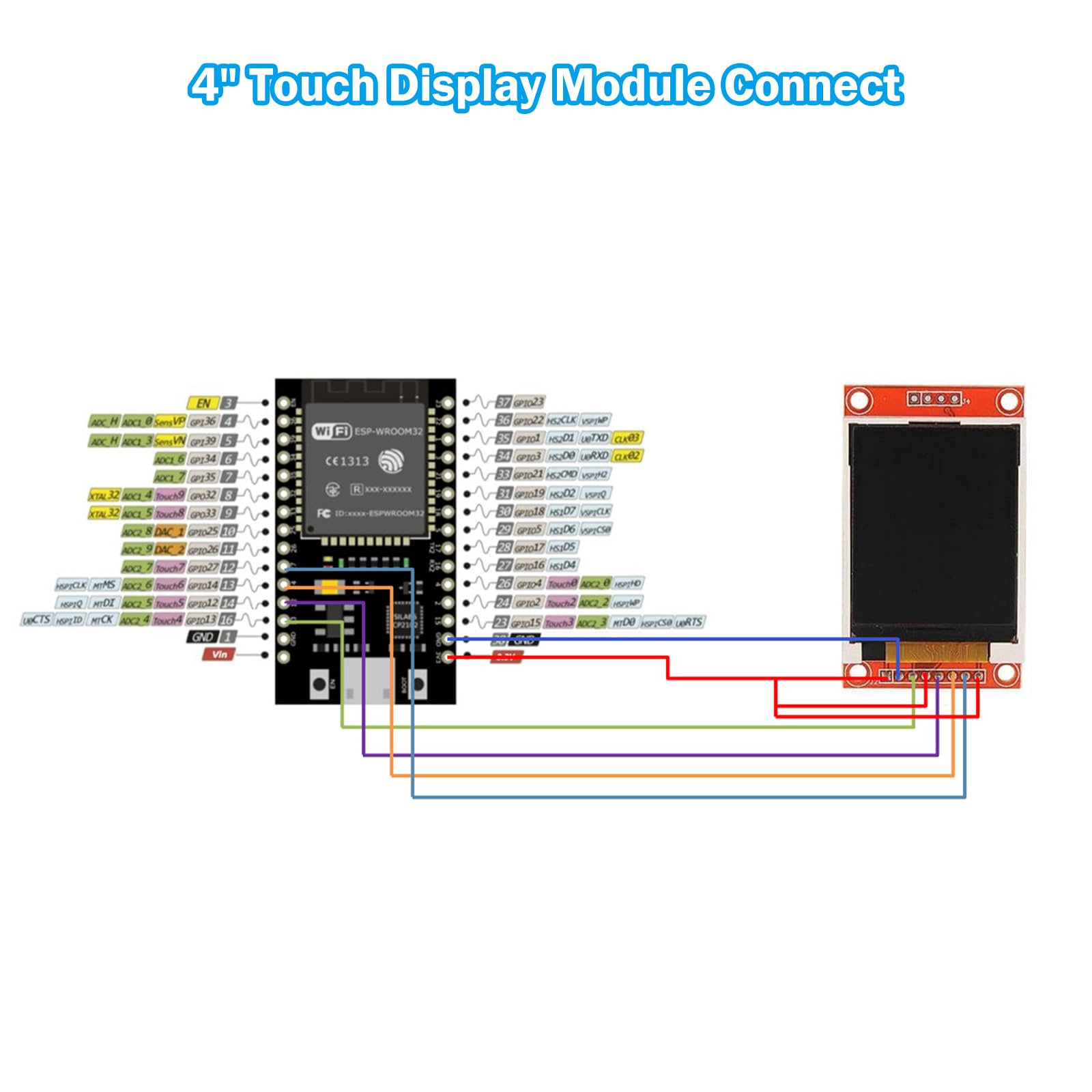 4" LCD TFT Touch Display Binghe 4" LCD Display Touch Module avec Contact Pen 320 X 480 Résolution Pilote ILI9341 4-Wire SPI Compatible avec Arduino