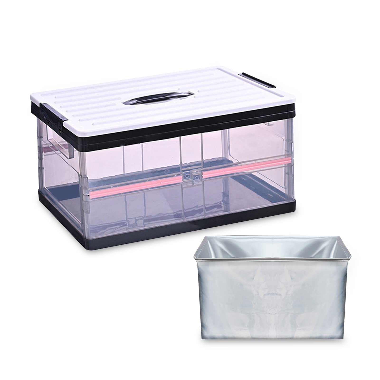 Ergocar Trasparente Organizer Bagagliaio Auto Organizzatore Baule, Collassabile Tasca Portaoggetti Organizer Auto 30L con Borsa e Coperchi Impermeabili per SUV Camion Casa-Nero