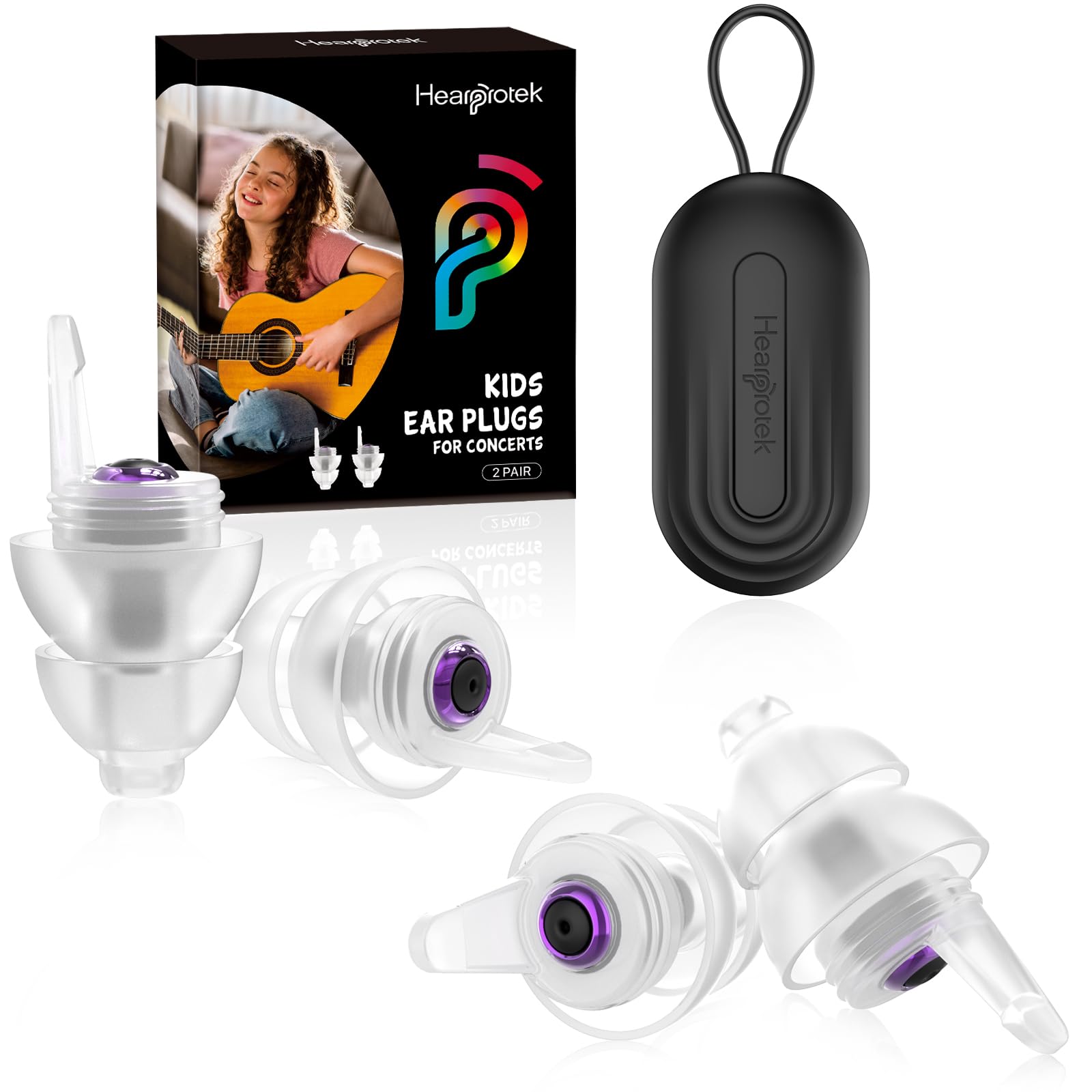 Photo 1 of Kids Earplugs (6-12 yrs) - 2 Pairs High Fidelity Concert Ear Plugs for Children, Adults with Small Ear Canals, 23dB Kids Noise Reduction Earplugs for Concerts, Rehearsal, Festival, Party (Lavender)