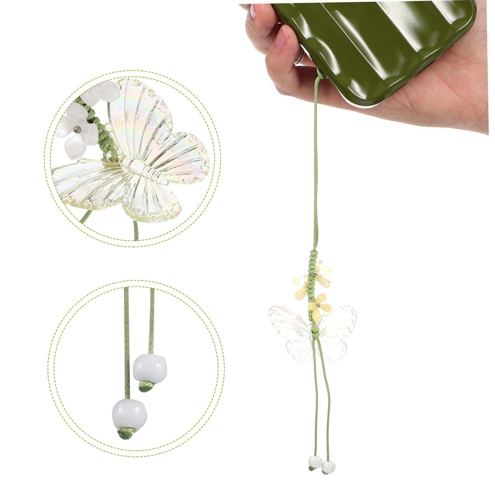 Tofficu Teléfono Con Colgante Flores Blancas Flores Amarillas Accesorio Para Llaves Y Único Y Elegante Mano
