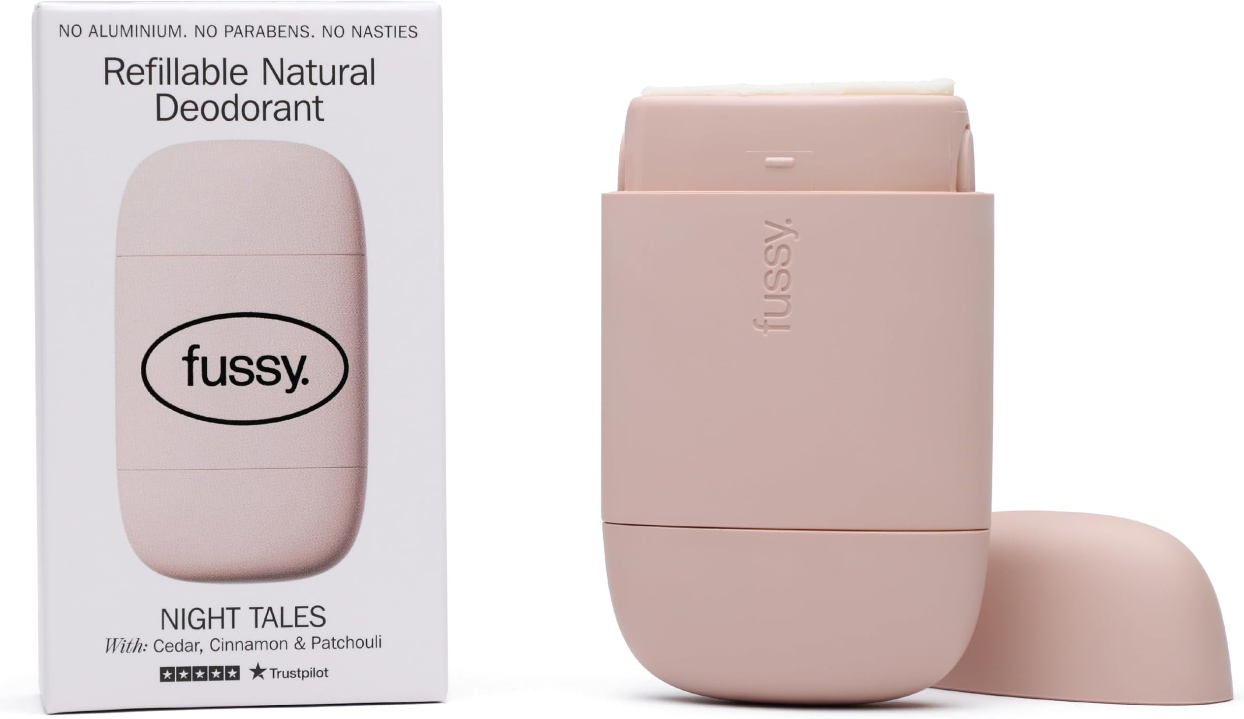 Natural Refillable Deodorant - Aluminium Free - 24 hour protection - Floral Scent and Blush Pink Case - Cedar, Cinnamon and Patchouli - Vegan & Cruelty Free - 100% Natural & Effective