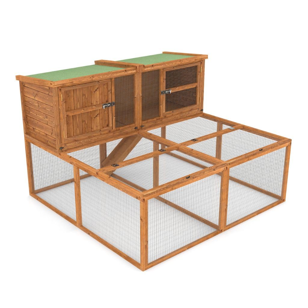 6ft kendal Outdoor Rabbit Hutch and Run | XL Wooden Pet House With Large Under Run Perfect for Small Pets Rabbits or Guinea Pigs