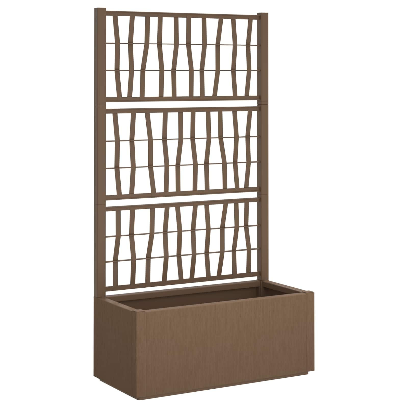 vidaXL Maceta de jardín con Enrejado Marrón 80 x 36 x 140 cm PP, Jardín y Terraza, Macetas Modernas, Materiales Resistentes al Sol, Caja para Plantas, Enrejado para Vides