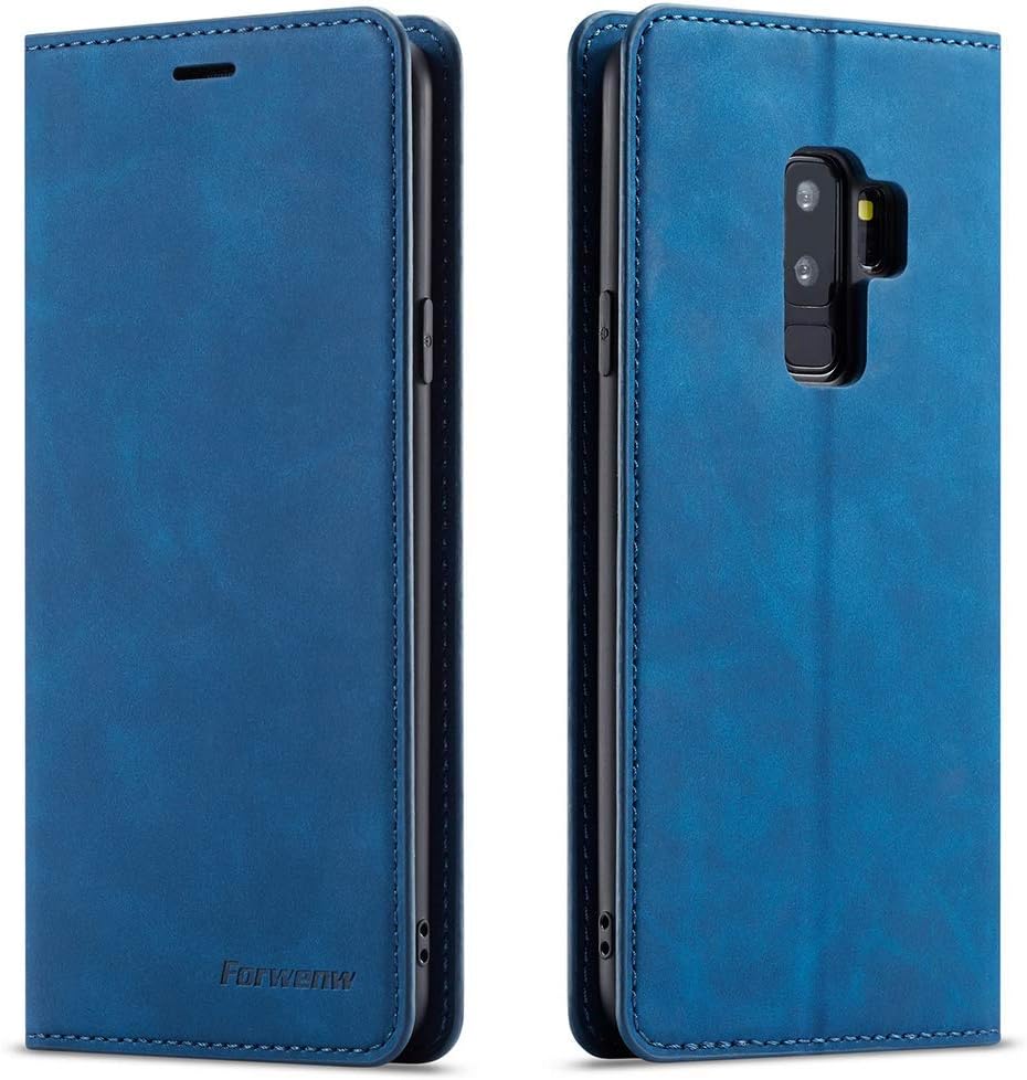 LCHULLE For Samsung Galaxy Note9 Leather Case, Luxury PU Leather Wallet with Viewing Stand and Card Slots Flip Cover Durable Shockproof Business Covers for Note9-Blue