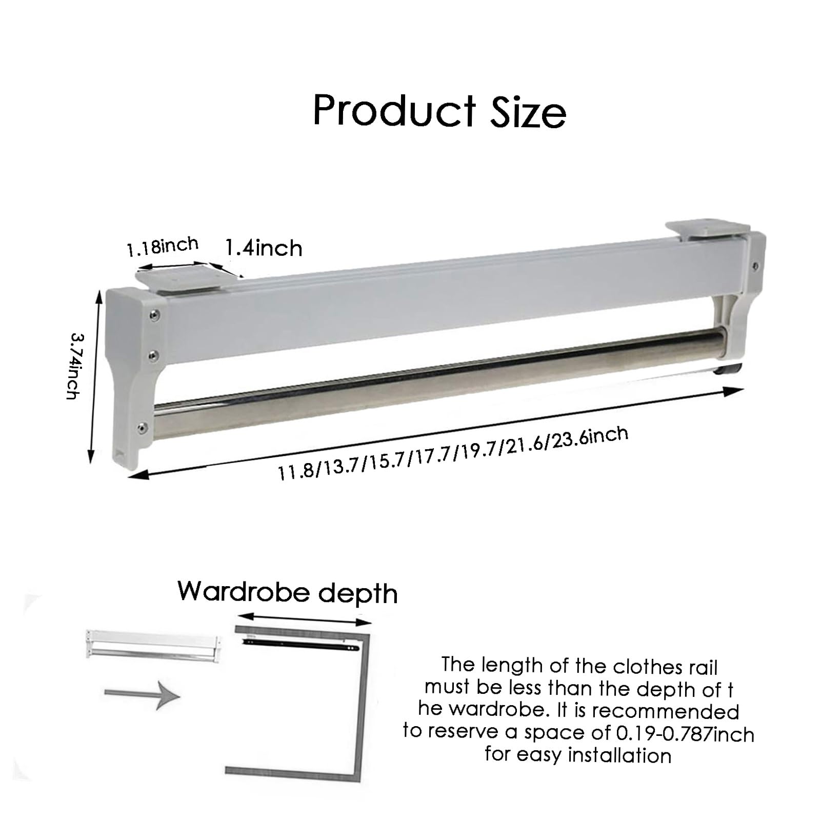Ausziehbarer Hosenständer, platzsparende Kleiderschrankstange, ausziehbarer Hosenbügel aus Stahl, Hosen-Organizer für Kleiderschrank, Jeans, Kleidung, Schals (45,6 cm)