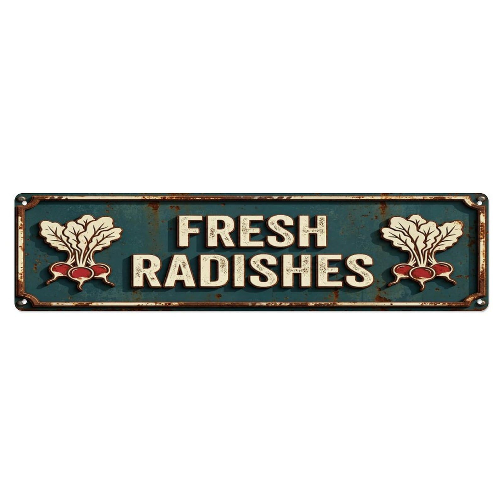 FRESH RADISHES Vintage Root Rustic Farmhouse Metal Tin Sign