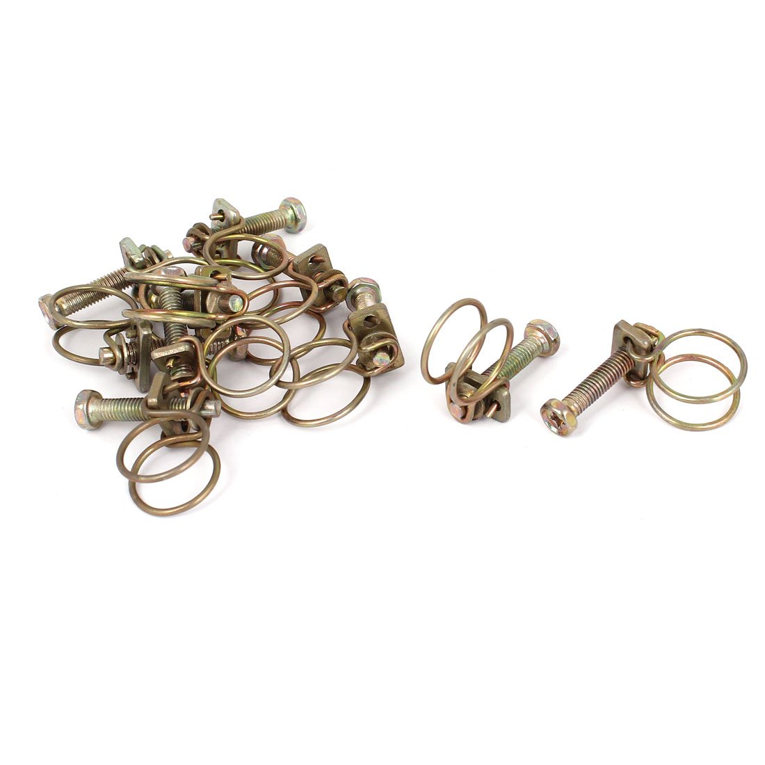 Aexit Adjustable Range Clamps Steel Wire Water Tube Hose Clamp Bronze Strap Clamps Tone 10pcs