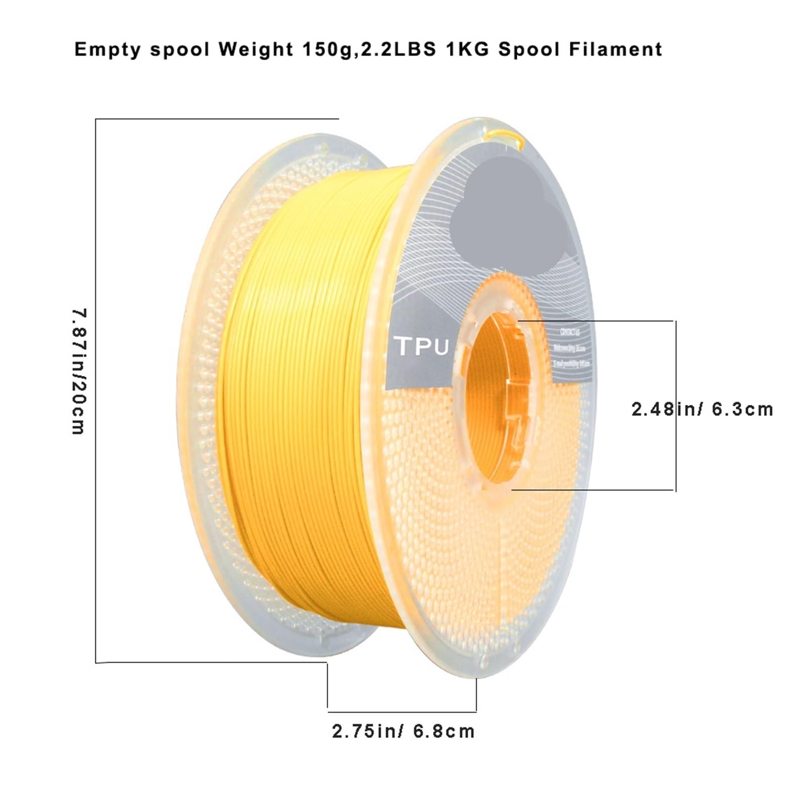 Filamento TPU 95A, flexible y suave for impresión 3D, 1,75 mm, precisión dimensional +/- 0,03, bobina de kg (2,2 lb), (TPU-Amarillo)
