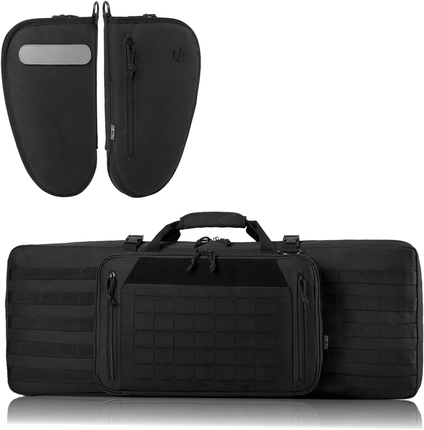 DBTAC Single Padded Pistol Bag Large (Black) + Double Rifle Bag 32" (Black), Lockable Zipper, Durable Material, Compact Design